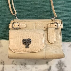 Vintage Brighton Cream Leather Crossbody Wallet Bag